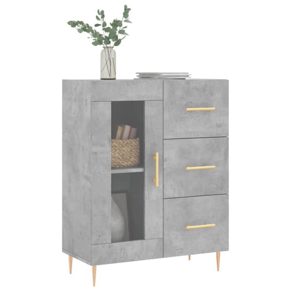 vidaXL Skjenk betonggrå 69,5x34x90 cm konstruert tre