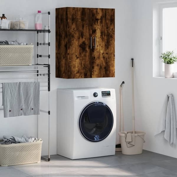 vidaXL væghængt skab 69,5x34x90 cm konstrueret træ røget sonoma-eg