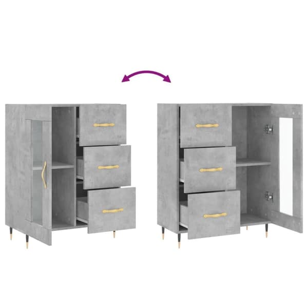 vidaXL Skänk betonggrå 69,5x34x90 cm konstruerat trä