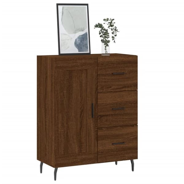 vidaXL skænk 69,5x34x90 cm konstrueret træ brun egetræsfarve