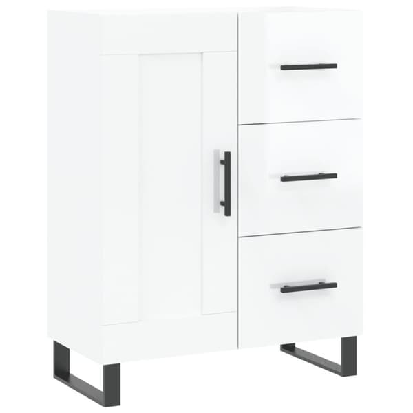 vidaXL skænk 69,5x34x90 cm konstrueret træ hvid højglans