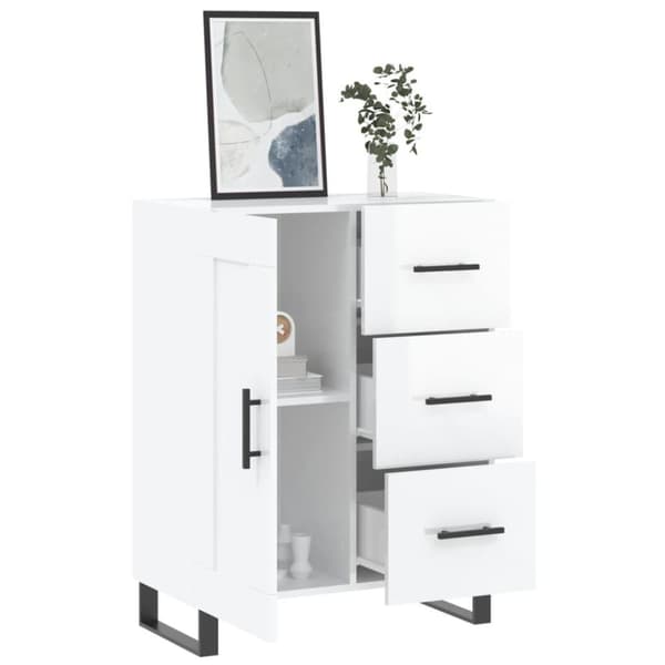 vidaXL Skänk vit högglans 69,5x34x90 cm konstruerat trä