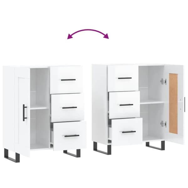 vidaXL Skänk vit högglans 69,5x34x90 cm konstruerat trä