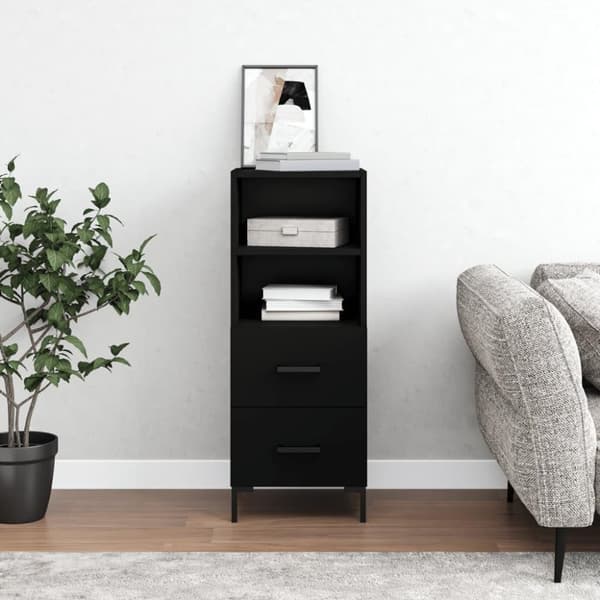vidaXL skænk 34,5x34x90 cm konstrueret træ sort