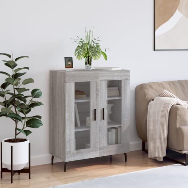 vidaXL skænk 69,5x34x90 cm konstrueret træ grå sonoma-eg