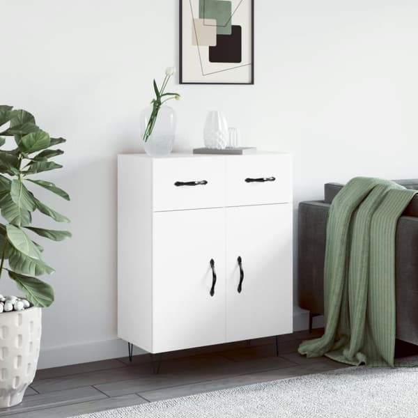 vidaXL skænk 69,5x34x90 cm konstrueret træ hvid