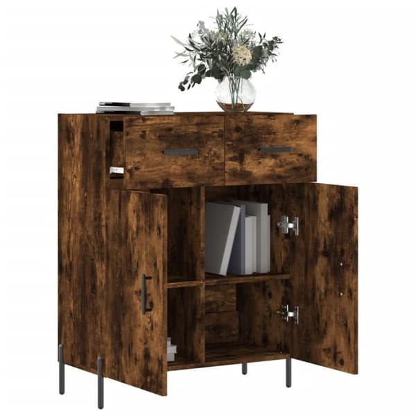 vidaXL Skjenk røkt eik 69,5x34x90 cm konstruert tre