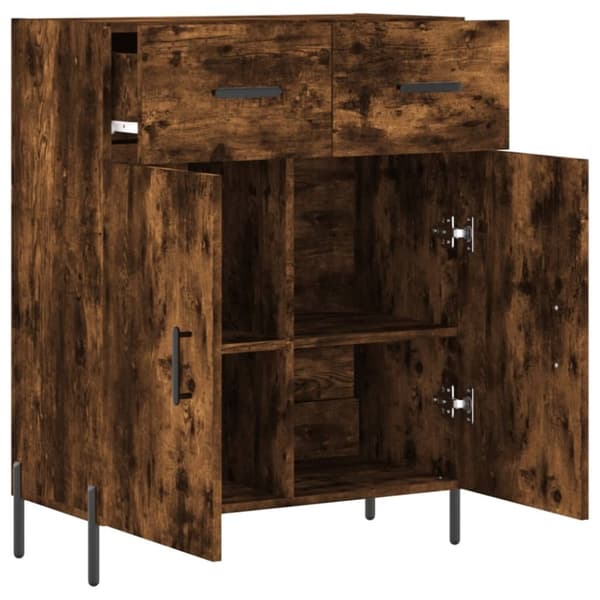 vidaXL Skjenk røkt eik 69,5x34x90 cm konstruert tre