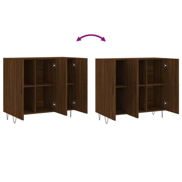 vidaXL skab 90x34x80 cm konstrueret træ brun egetræsfarve