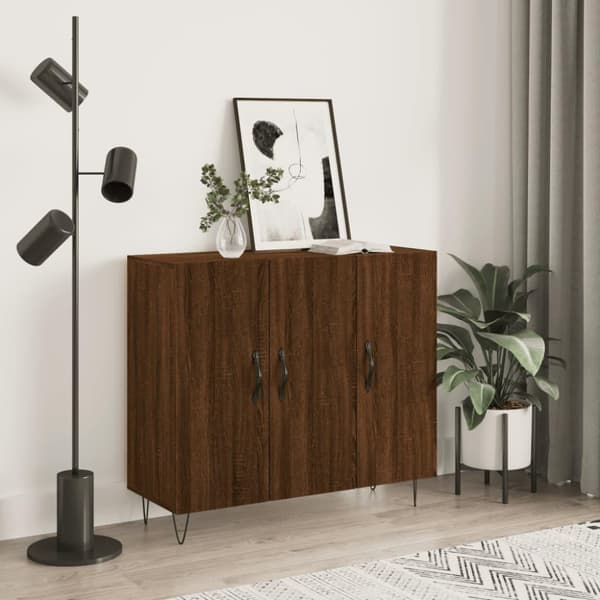 vidaXL skab 90x34x80 cm konstrueret træ brun egetræsfarve