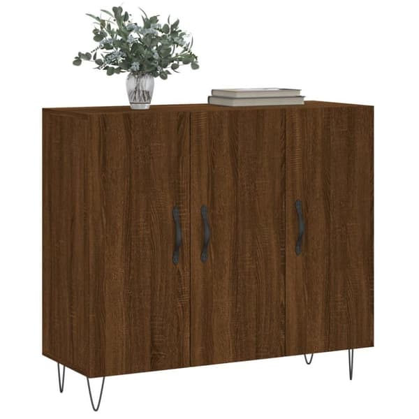vidaXL skab 90x34x80 cm konstrueret træ brun egetræsfarve