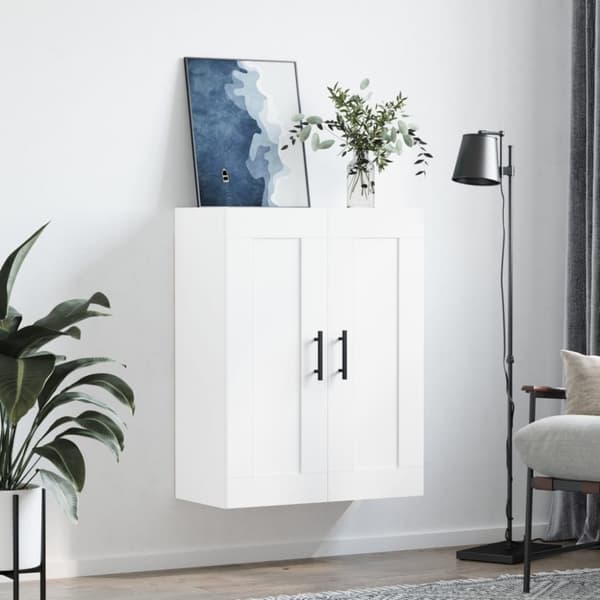 vidaXL Seinäkiinnitettävä kaappi valkoinen 69,5x34x90 cm tekninen puu