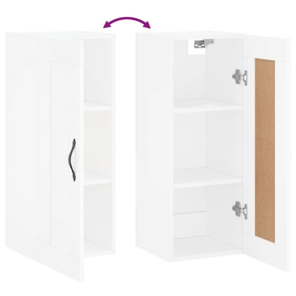 vidaXL Veggmontert skap hvit 34,5x34x90 cm konstruert tre