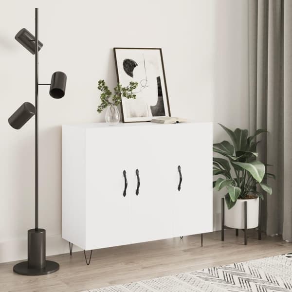 vidaXL skab 90x34x80 cm konstrueret træ hvid