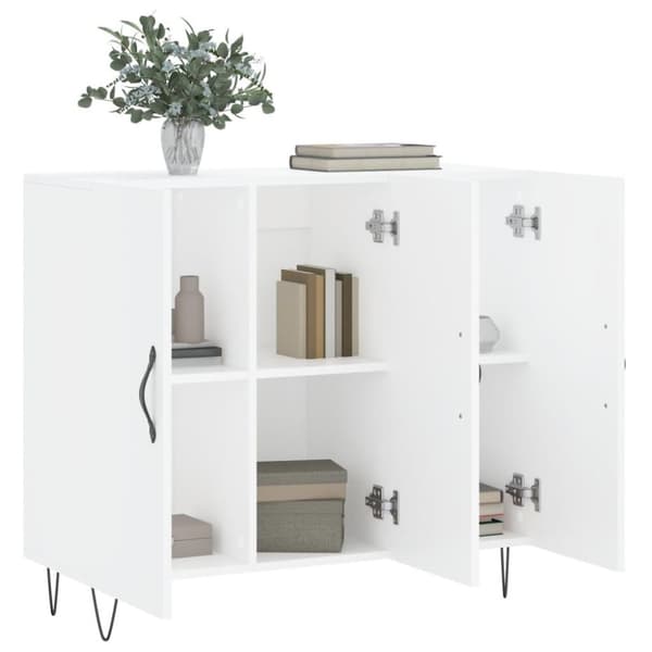 vidaXL Skjenk hvit 90x34x80 cm konstruert tre
