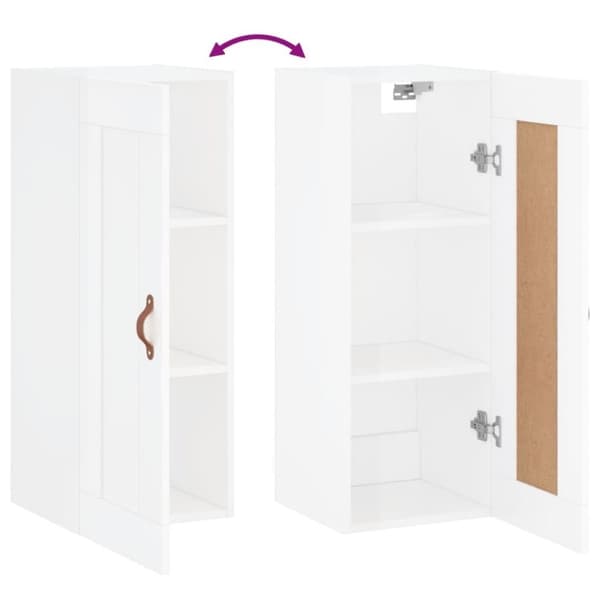 vidaXL Veggmontert skap høyskap hvit 34,5x34x90 cm konstruert tre