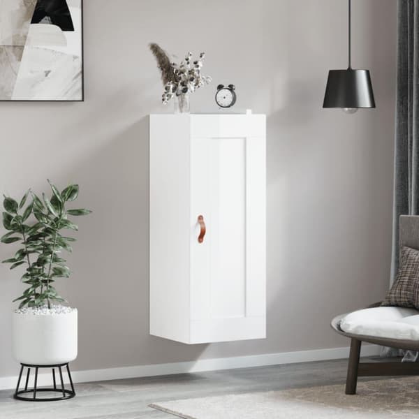 vidaXL Veggmontert skap høyskap hvit 34,5x34x90 cm konstruert tre