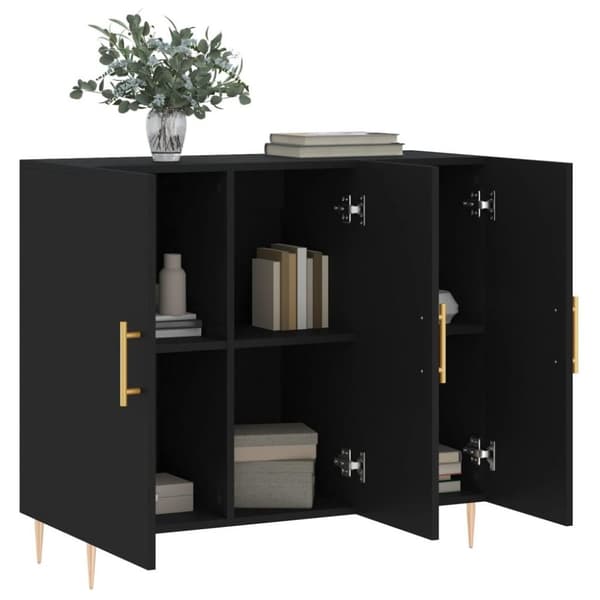vidaXL Skjenk svart 90x34x80 cm konstruert tre