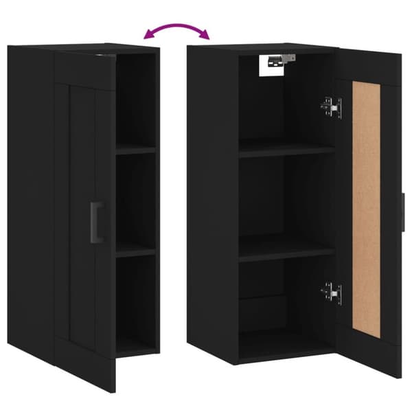 vidaXL Veggmontert skap svart 34,5x34x90 cm konstruert tre