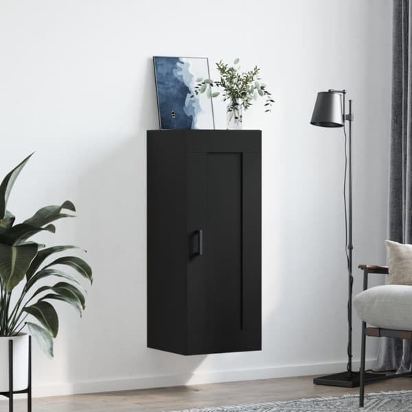 vidaXL Veggmontert skap svart 34,5x34x90 cm konstruert tre