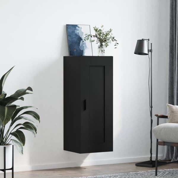 vidaXL vægskab 34,5x34x90 cm konstrueret træ sort