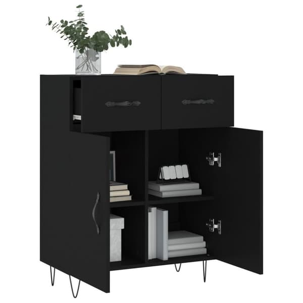 vidaXL Skjenk svart 69,5x34x90 cm konstruert tre