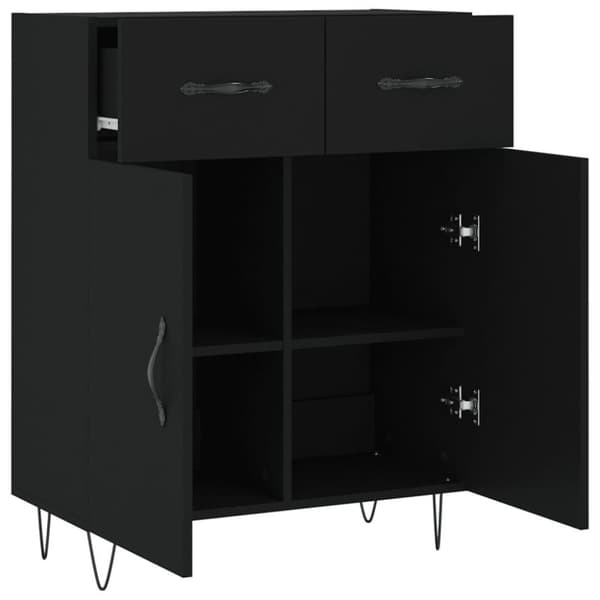 vidaXL Skjenk svart 69,5x34x90 cm konstruert tre