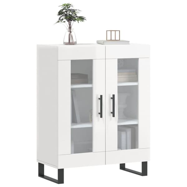 vidaXL Skänk vit högglans 69,5x34x90 cm konstruerat trä