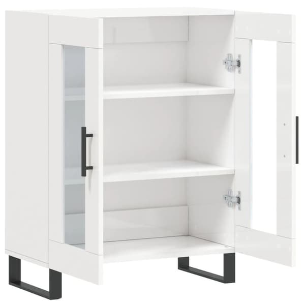 vidaXL skænk 69,5x34x90 cm konstrueret træ hvid højglans