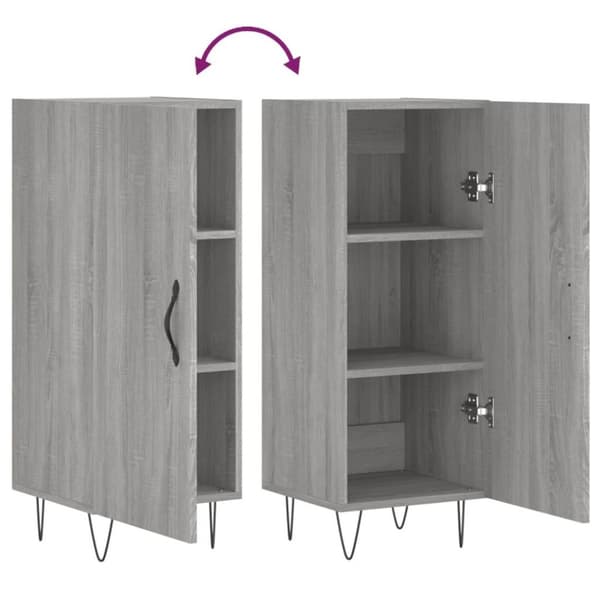 vidaXL Skjenk grå sonoma 34,5x34x90 cm konstruert tre