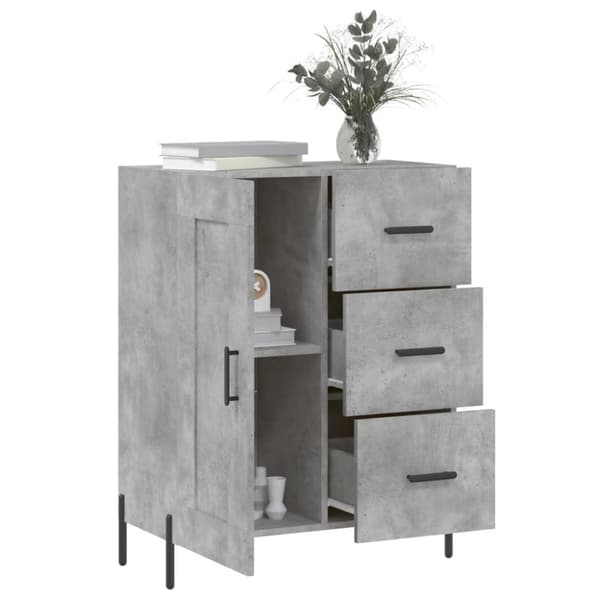 vidaXL Skjenk betonggrå 69,5x34x90 cm konstruert tre