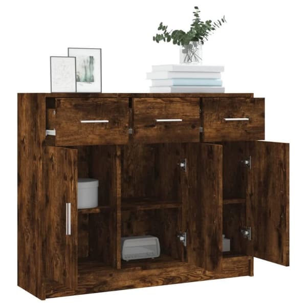 vidaXL skab 91x28x75 cm konstrueret træ røget egetræsfarve