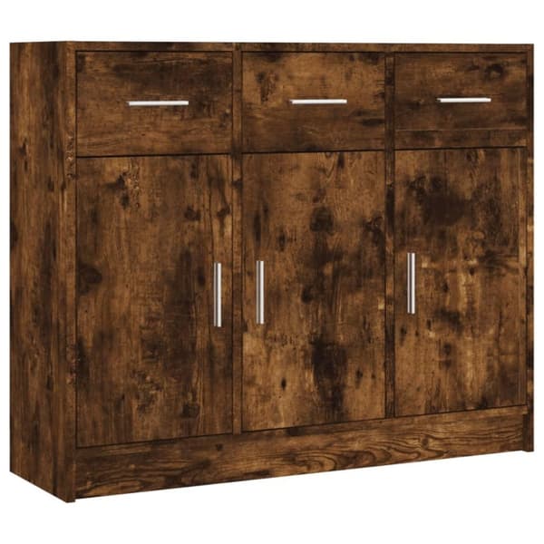 vidaXL skab 91x28x75 cm konstrueret træ røget egetræsfarve