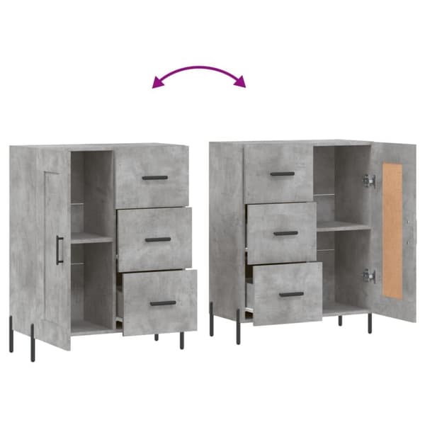 vidaXL skænk 69,5x34x90 cm konstrueret træ betongrå