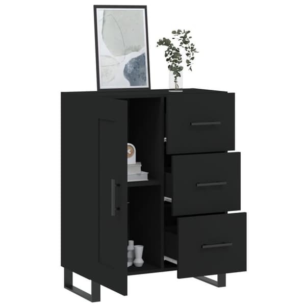 vidaXL skænk 69,5x34x90 cm konstrueret træ sort