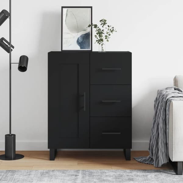 vidaXL skænk 69,5x34x90 cm konstrueret træ sort