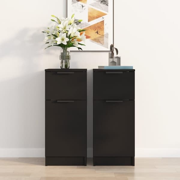 vidaXL skænke 2 stk. 30x30x70 cm konstrueret træ sort