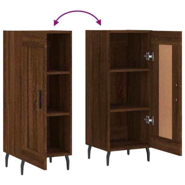 vidaXL Skjenk brun eik 34,5x34x90 cm konstruert tre