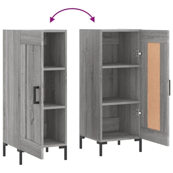 vidaXL Skjenk grå sonoma 34,5x34x90 cm konstruert tre