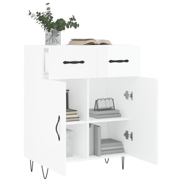vidaXL skænk 69,5x34x90 cm konstrueret træ hvid højglans