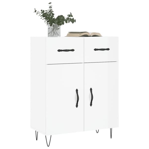 vidaXL skænk 69,5x34x90 cm konstrueret træ hvid højglans