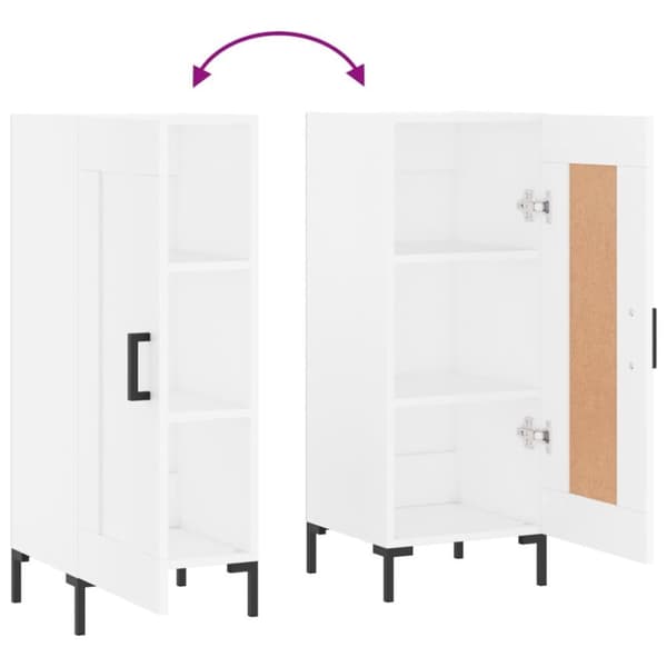 vidaXL Skänk vit 34,5x34x90 cm konstruerat trä