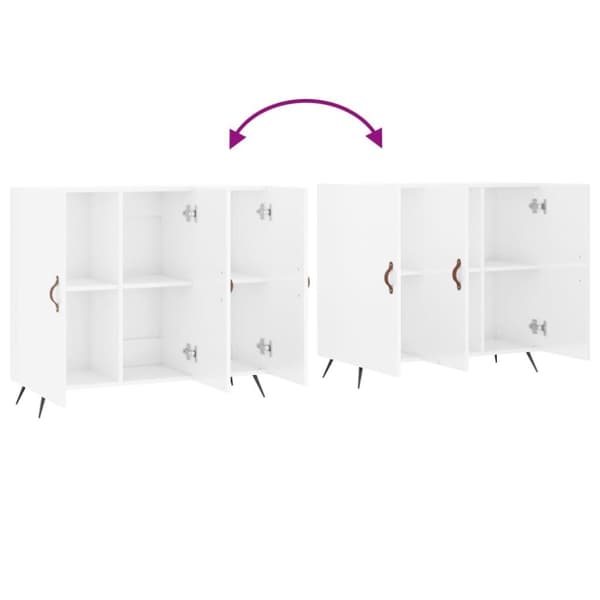 vidaXL skab 90x34x80 cm konstrueret træ hvid højglans