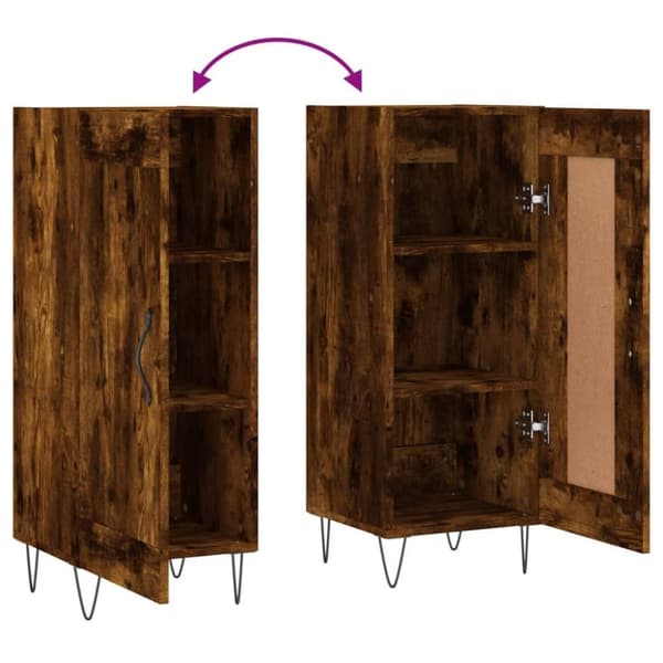 vidaXL Skänk rökfärgad ek 34,5x34x90 cm konstruerat trä
