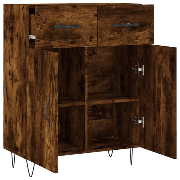 vidaXL Skjenk røkt eik 69,5x34x90 cm konstruert tre