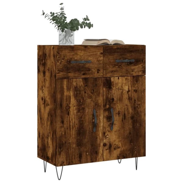 vidaXL Skjenk røkt eik 69,5x34x90 cm konstruert tre