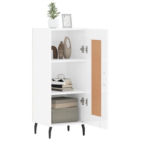 vidaXL skænk 34,5x34x90 cm konstrueret træ hvid højglans