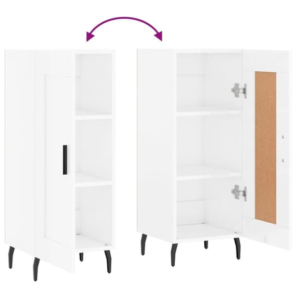 vidaXL skænk 34,5x34x90 cm konstrueret træ hvid højglans