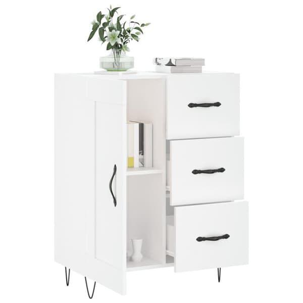 vidaXL skænk 69,5x34x90 cm konstrueret træ hvid højglans