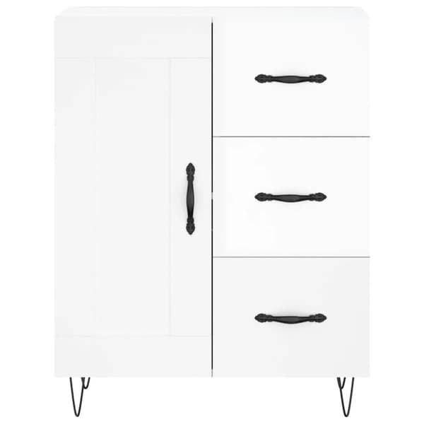 vidaXL skænk 69,5x34x90 cm konstrueret træ hvid højglans